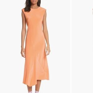 Tibi Open Back Bias Cut Sleeveless Silk Dress Apricot Orange S118SL1085 Size 0